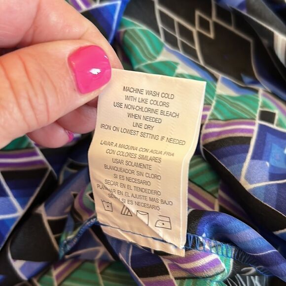 Gibson Latimer blue purple black patterned tunic Size M New - Picture 9 of 9